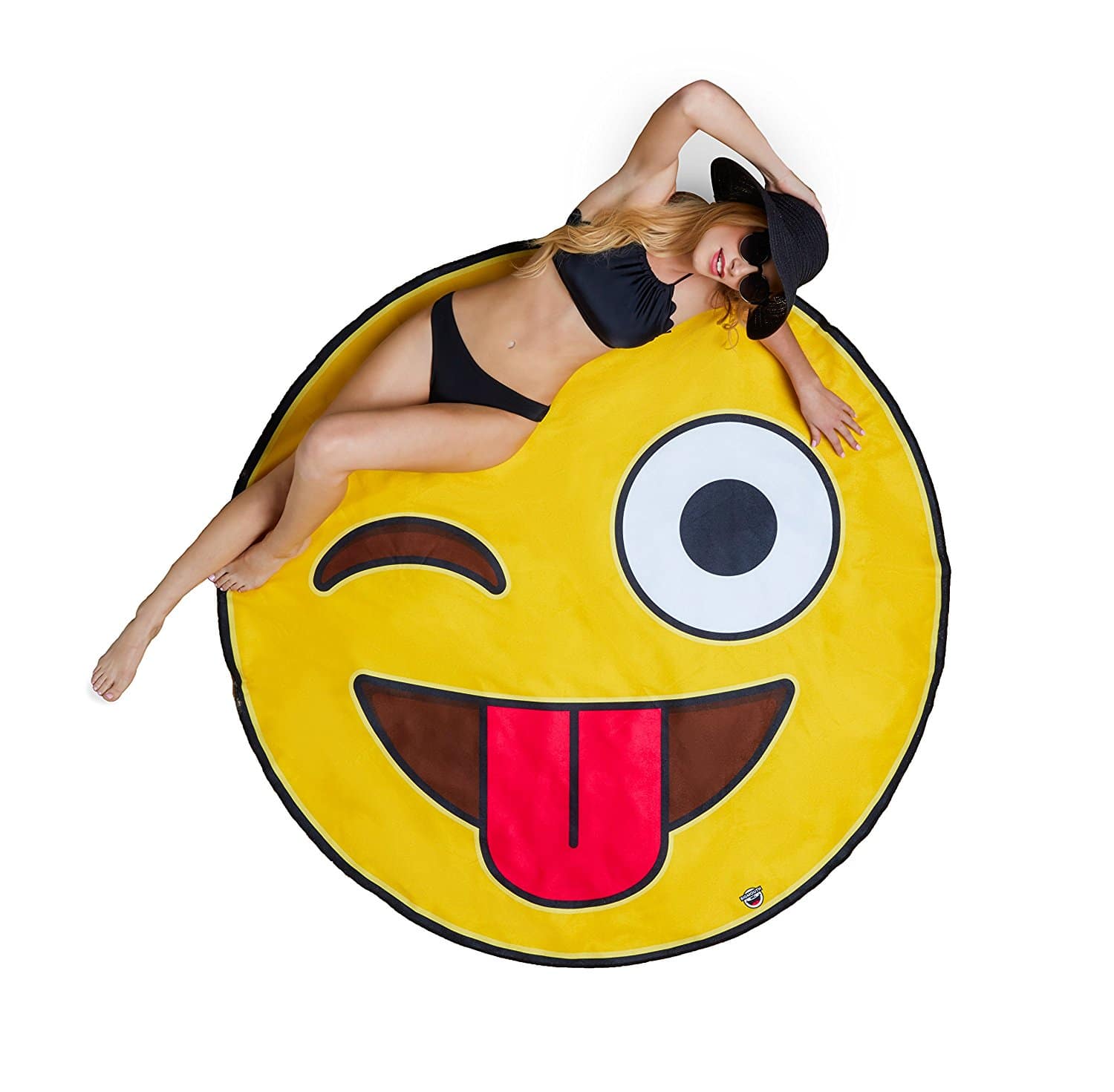 Best Cheap Round Beach Towels 2018: Funny Emoji Face Beach Blanket